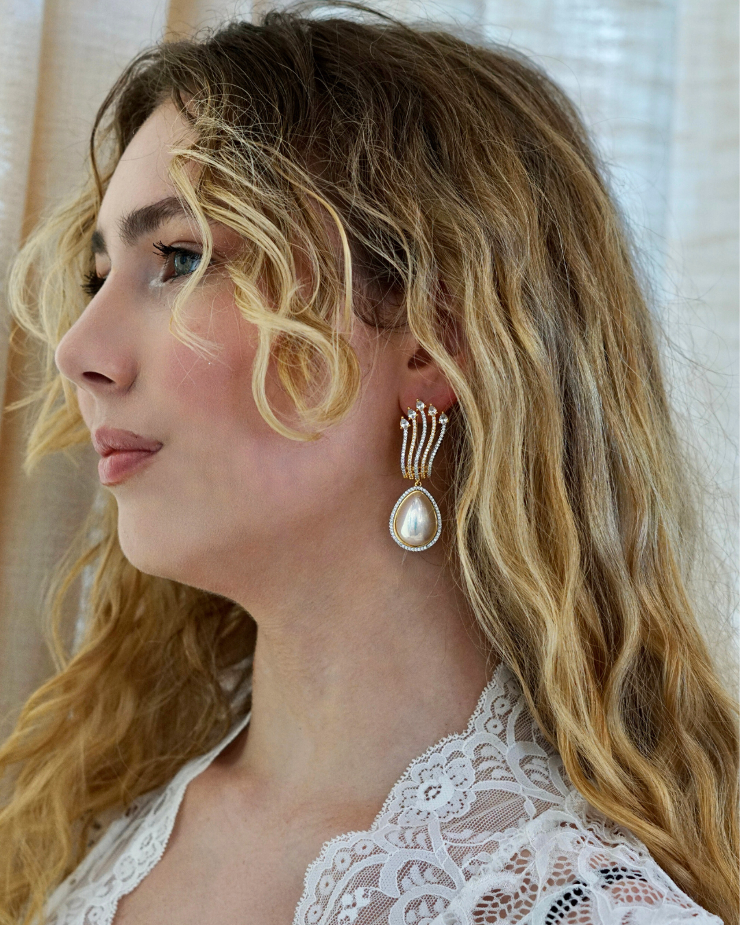 Dual Tone Rhodium Plated Earrings