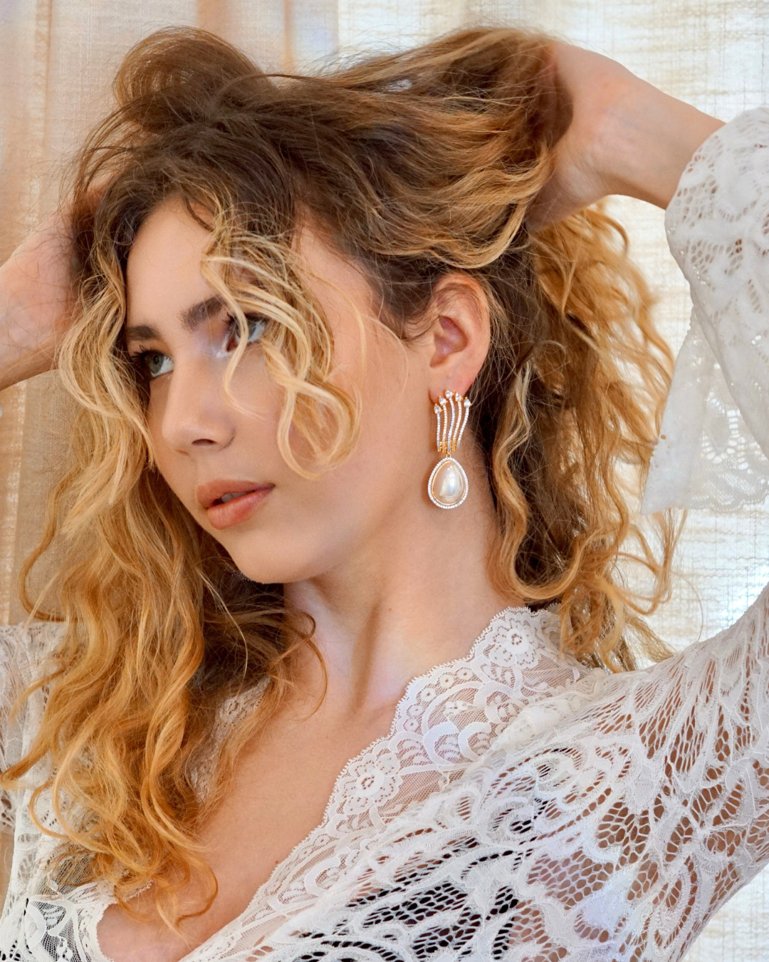 Dual Tone Rhodium Plated Earrings