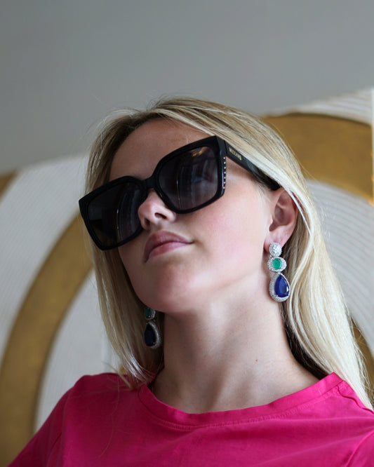 Indigo Rhodium Plated Earrings