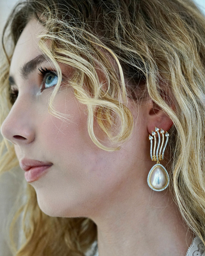 Dual Tone Rhodium Plated Earrings