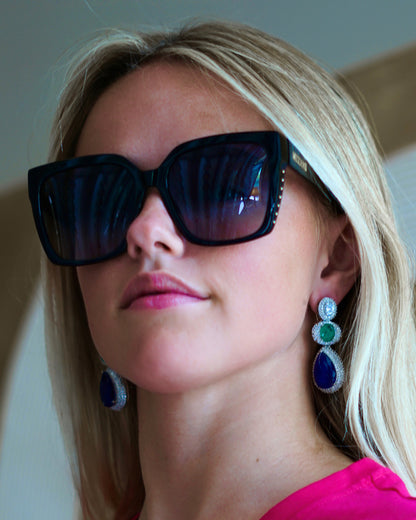 Indigo Rhodium Plated Earrings